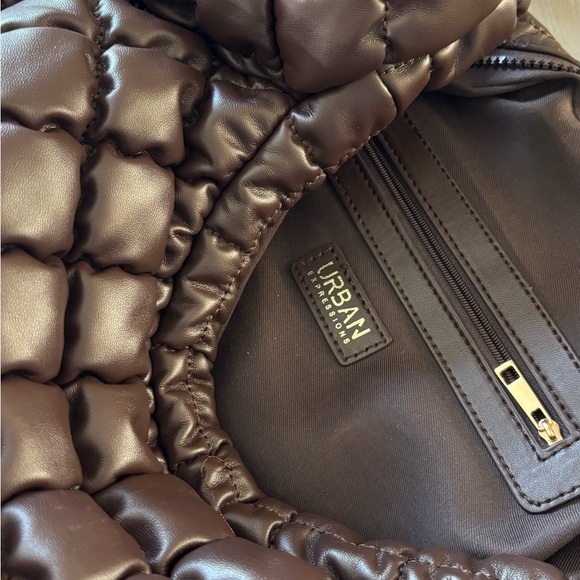 Urban Expressions Brown Quilted Hobo Bag - Picture 5 of 15